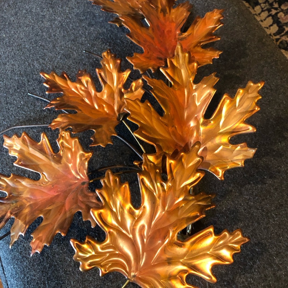 Metallic Orange Leaf Decor